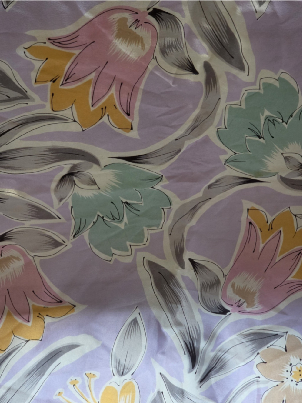 Vintage Oscar de la Renta 100% Silk Square Scarf Floral Pastel Purple 35x35 - Picture 9 of 11